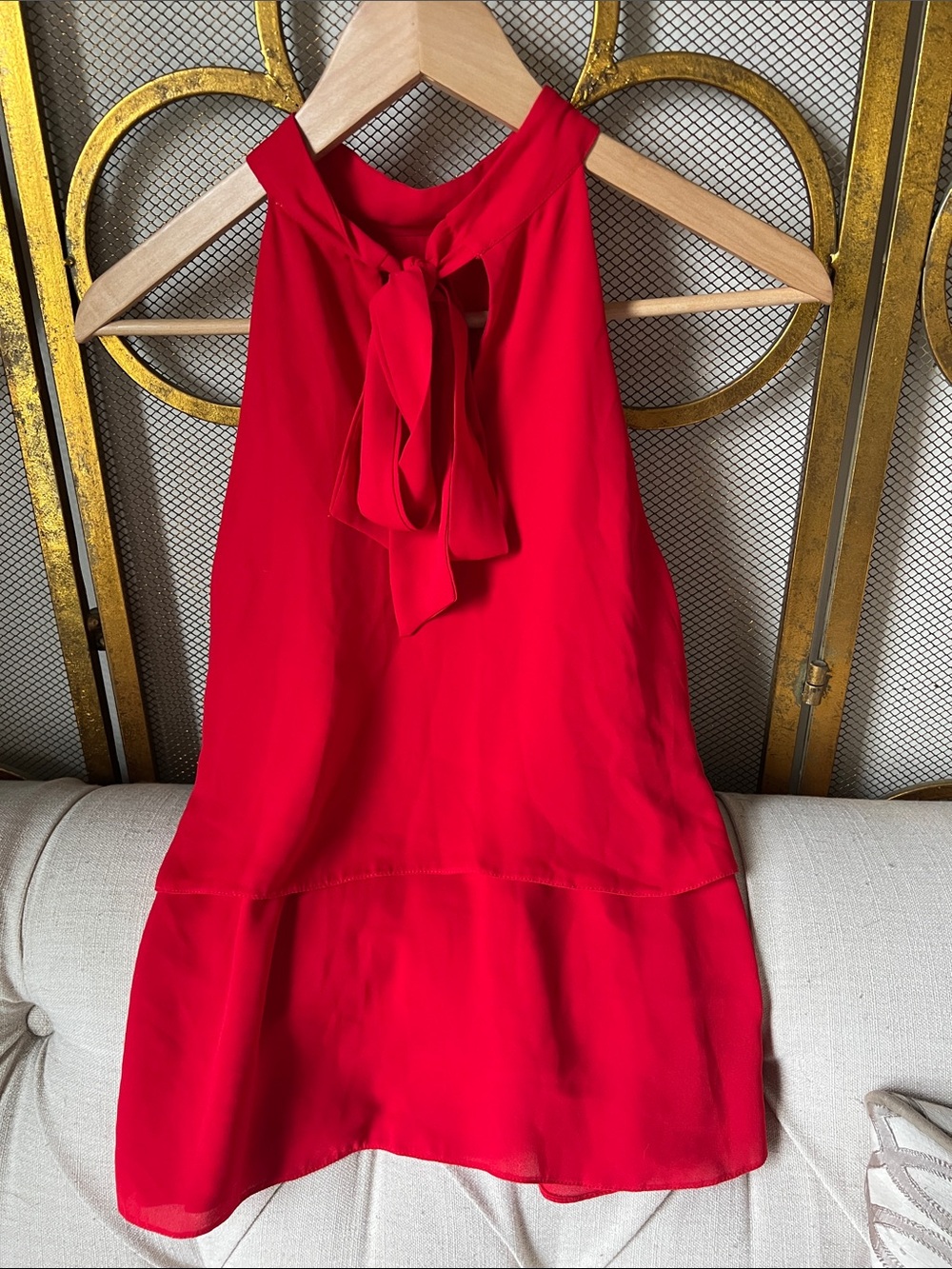 Zara Red Halter-Style Layered Sleeveless Top - Picture 2 of 3